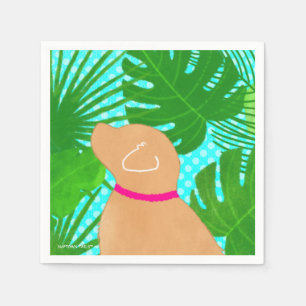Green Tropical Island Yellow Dog Party Napkins Serviette