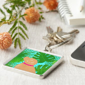 Green Tropical Island Yellow Dog Schlüsselanhänger (Seite)