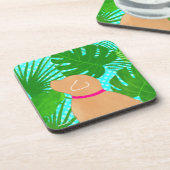 Green Tropical Island Yellow Dog Untersetzer Set (Linke Seite)