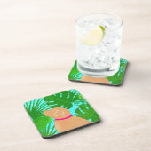 Green Tropical Island Yellow Dog Untersetzer Set (Rechte Seite)