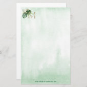 Green Tropical Leaf Gold Monogram Letter M Briefpapier (Vorne/Hinten)