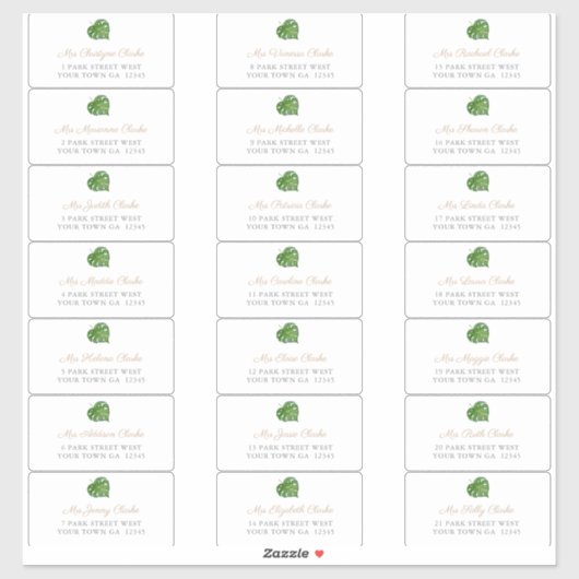 Green Tropical Leaf Guest Envelope Address Labels (Blatt)
