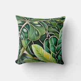 Green Tropical Leaves Housewarming Gift Kissen