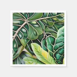 Green Tropical Leaves Housewarming Gift Serviette