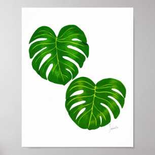 Green Tropical Monstera Blätter Art Print Poster