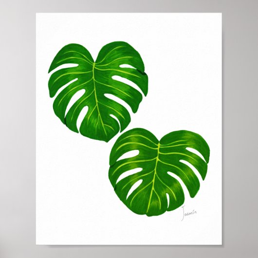 Green Tropical Monstera Blätter Art Print Poster (Vorne)