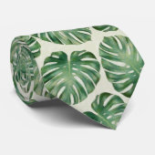 Green Tropical Monstera Blätter Muster Krawatte (Gerollt)