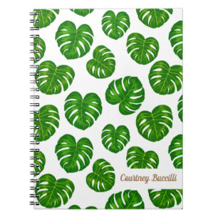 Green Tropical Monstera Blätter Muster Notizblock