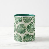 Green Tropical Monstera Blätter Muster Tasse (Zentrum)