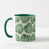 Green Tropical Monstera Blätter Muster Tasse (Links)