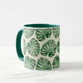Green Tropical Monstera Blätter Muster Tasse (Vorderseite Links)