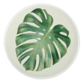 Green Tropical Monstera Leaf Keramikknauf (Vorderseite)