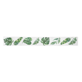 Green Tropical Monstera Leaf Ribbon Satinband