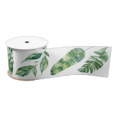 Green Tropical Monstera Leaf Ribbon Satinband (Spule)