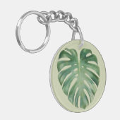 Green Tropical Monstera Leaf Schlüsselanhänger (Vorderseite links)