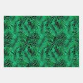 Green Tropical Palm Blätter auf schwarz (Vorderseite 3)