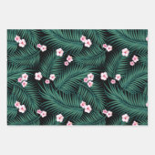 Green Tropical Palm Blätter mit Hibiskus Blume (Vorderseite 3)