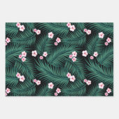 Green Tropical Palm Blätter mit Hibiskus Blume (Vorderseite)