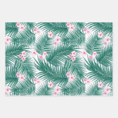 Green Tropical Palm Blätter mit Hibiskus Blume (Vorderseite)