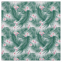 Green Tropical Palm Blätter mit Hibiskus Blume