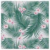 Green Tropical Palm Blätter mit Hibiskus Blume Stoff (Nahaufnahme)