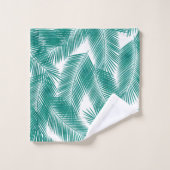 Green Tropical Palm Blätter Muster Badhandtuch Set (Waschlappen)