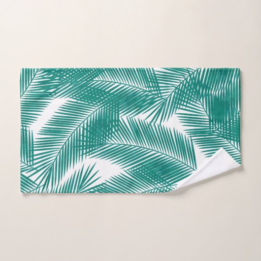 Green Tropical Palm Blätter Muster Badhandtuch Set (Handtuch)