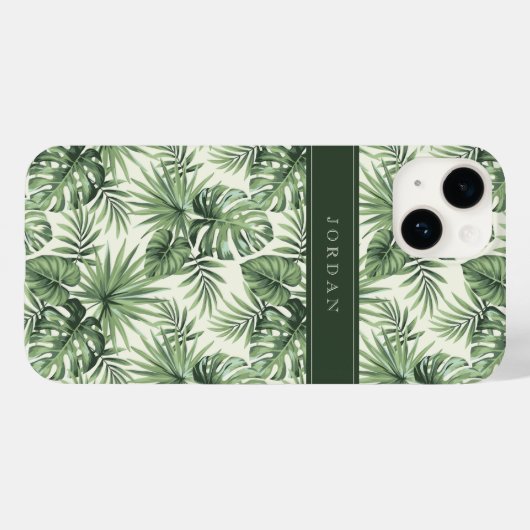 Green Tropical Palm Blätter Muster Case-Mate iPhone Hülle (Rückseite (Horizontal))