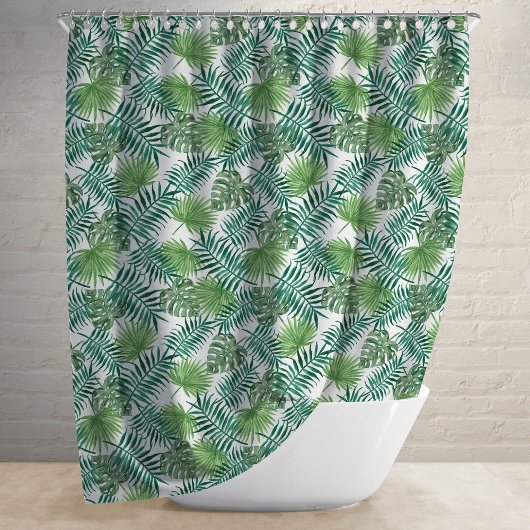 Green Tropical Palm Blätter Muster Duschvorhang