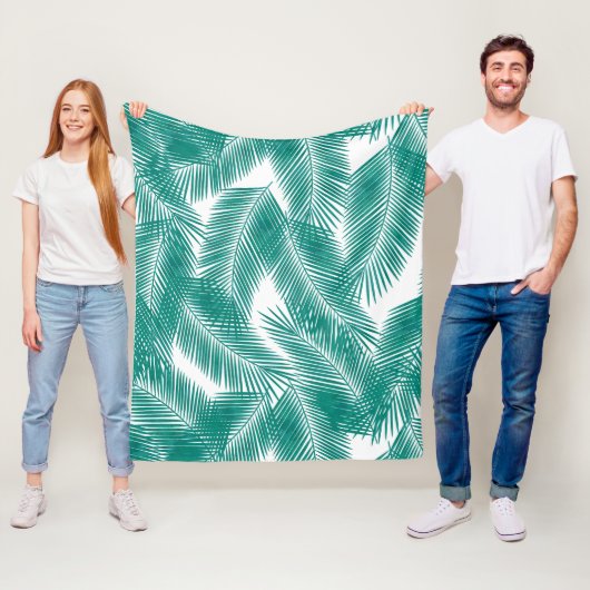 Green Tropical Palm Blätter Muster Fleecedecke (Beispiel)