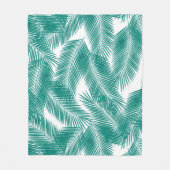 Green Tropical Palm Blätter Muster Fleecedecke (Vorderseite)