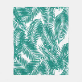 Green Tropical Palm Blätter Muster Fleecedecke