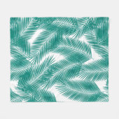 Green Tropical Palm Blätter Muster Fleecedecke (Vorderseite (Horizontal))