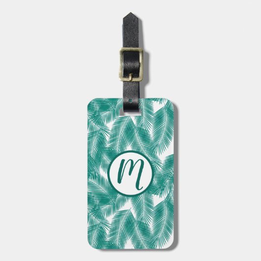 Green Tropical Palm Blätter Muster Gepäckanhänger (Vorderseite vertikal)