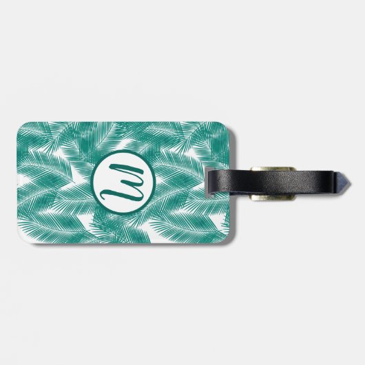 Green Tropical Palm Blätter Muster Gepäckanhänger (Rückseite horizontal)