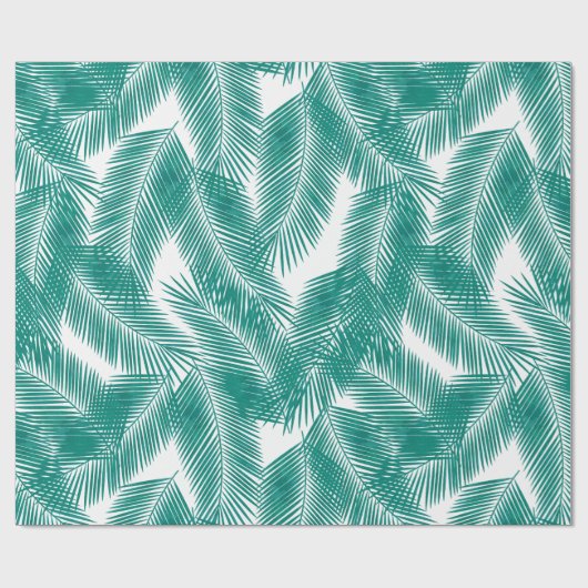 Green Tropical Palm Blätter Muster Geschenkpapier (Flach)