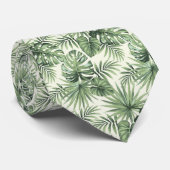Green Tropical Palm Blätter Muster Krawatte (Gerollt)