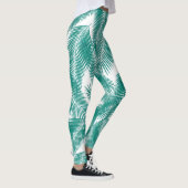 Green Tropical Palm Blätter Muster Leggings (Rechts)