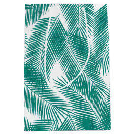 Green Tropical Palm Blätter Muster Mittlere Geschenktüte