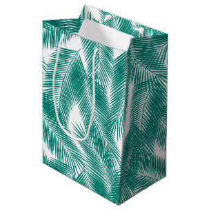 Green Tropical Palm Blätter Muster Mittlere Geschenktüte