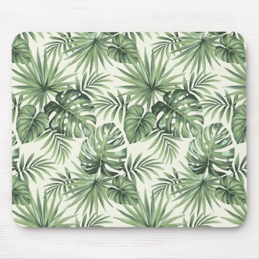 Green Tropical Palm Blätter Muster Mousepad (Vorne)