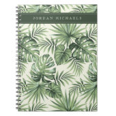Green Tropical Palm Blätter Muster Notizblock (Vorderseite)