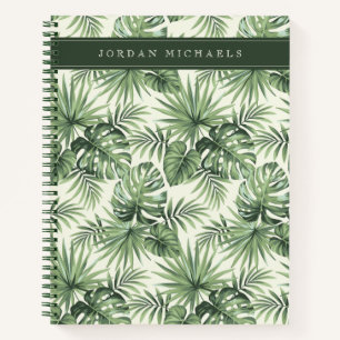 Green Tropical Palm Blätter Muster Notizblock