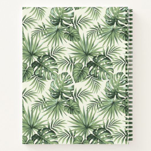 Green Tropical Palm Blätter Muster Notizblock (Rückseite)