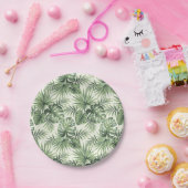 Green Tropical Palm Blätter Muster Pappteller (Party)