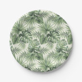 Green Tropical Palm Blätter Muster Pappteller (Vorderseite)