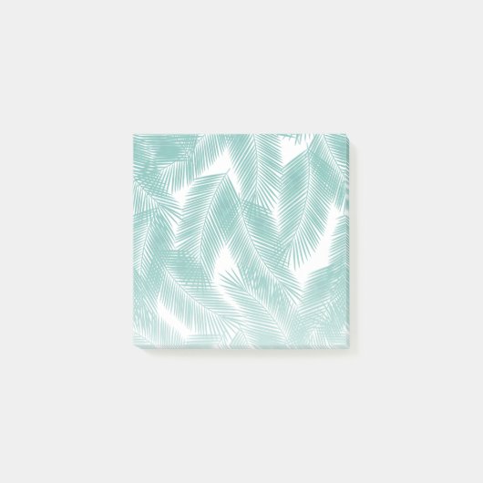 Green Tropical Palm Blätter Muster Post-it Klebezettel (Vorderseite)