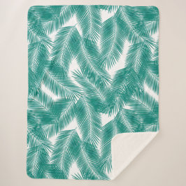 Green Tropical Palm Blätter Muster Sherpadecke