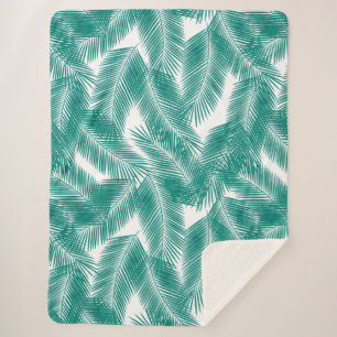 Green Tropical Palm Blätter Muster Sherpadecke