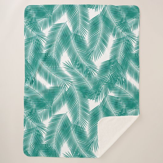 Green Tropical Palm Blätter Muster Sherpadecke (Vorderseite)